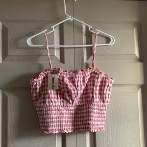 Brand new pink and white checkered cropped tank top.